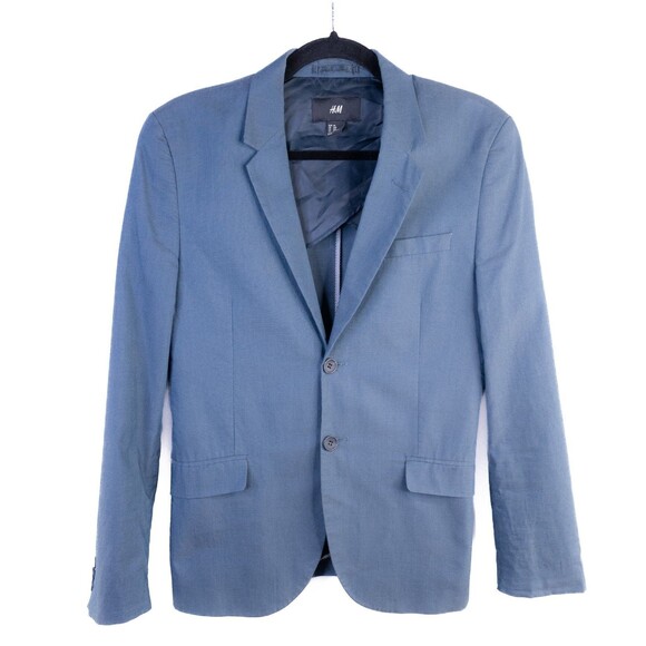H&M Mens Blazer Sport Coat Two Button Casual Jacket Size 34R Classic FIT BLUE - Picture 2 of 11